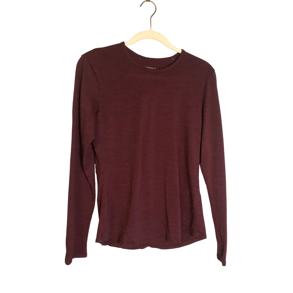 Segments 100% Merino Wool Long Sleeve Top Burgundy Wine Crew Neck Small